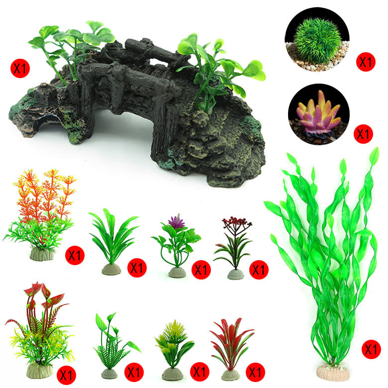 Artificial Aquarium Fish Tank Ornamentation Set