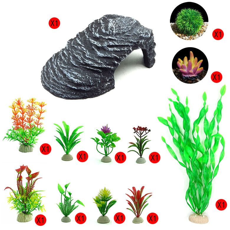 Artificial Rock Cave Aquarium Fish Terrarium Ornamentation Set