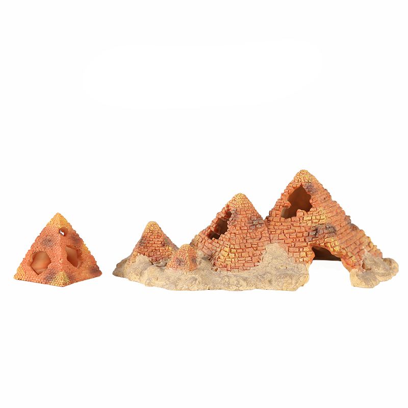 Resin Pyramid Shaped Hide Cave for Reptile Terrarium And Aquarium Fish Tank