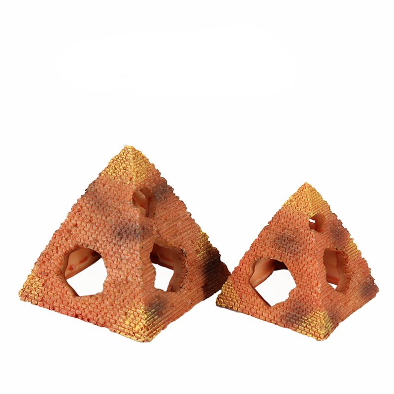 Resin Pyramid Shaped Hide Cave for Reptile Terrarium And Aquarium Fish Tank
