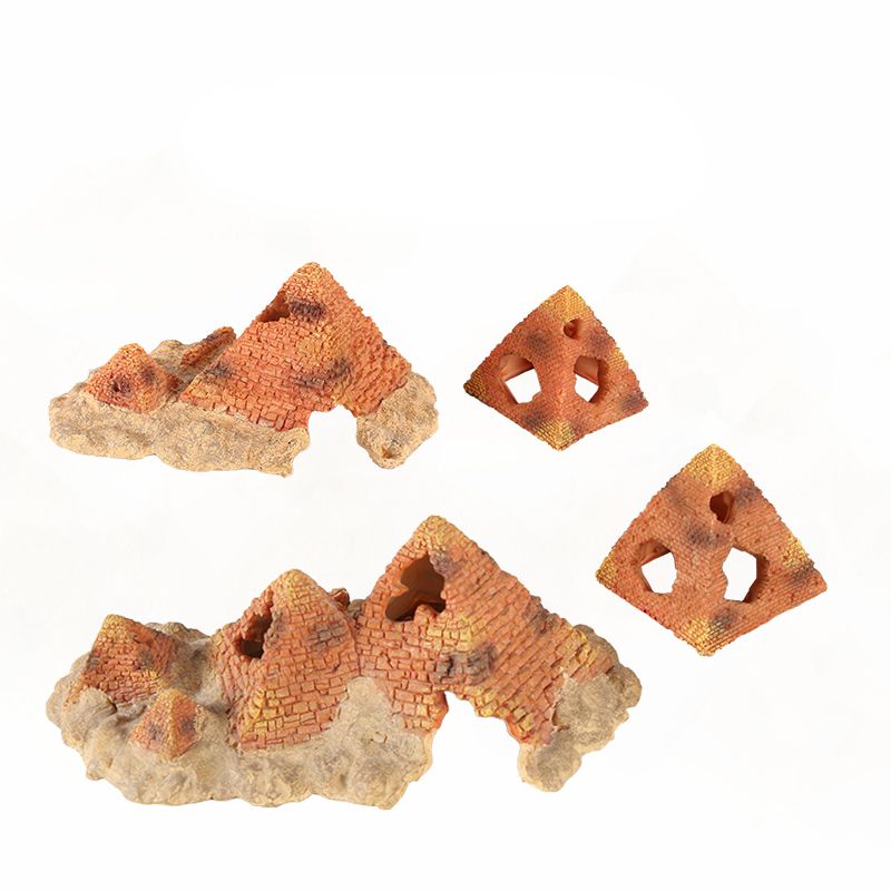 Resin Pyramid Shaped Hide Cave for Reptile Terrarium And Aquarium Fish Tank