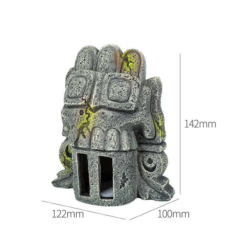 Artificial Maya Style Resin Statue Aquarium Tank Reptile Hide Ornament